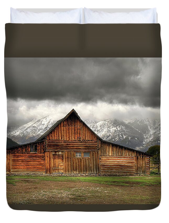 Moulton Barn Duvet Cover featuring the photograph Stormy Day at the Moulton Barn by Donna Kennedy