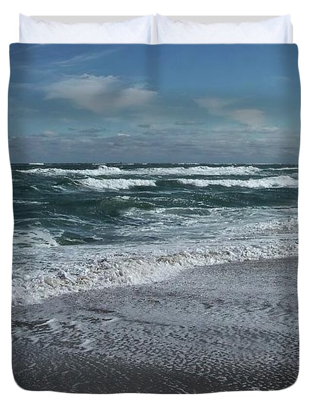 Salisbury Beach Duvet Cover featuring the photograph Stormy Days by Eunice Miller