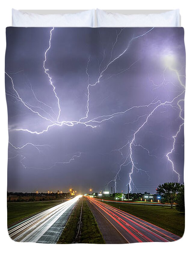Lightning Duvet Cover featuring the photograph Stormy Highway by Marcus Hustedde