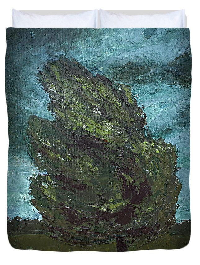 Acrylic Duvet Cover featuring the painting Stormy Night by Cheryl McClure