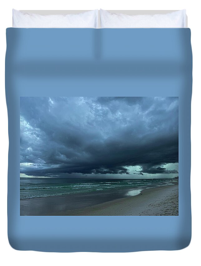 Storm Duvet Cover featuring the photograph Stormy seas by Jamie Tyler