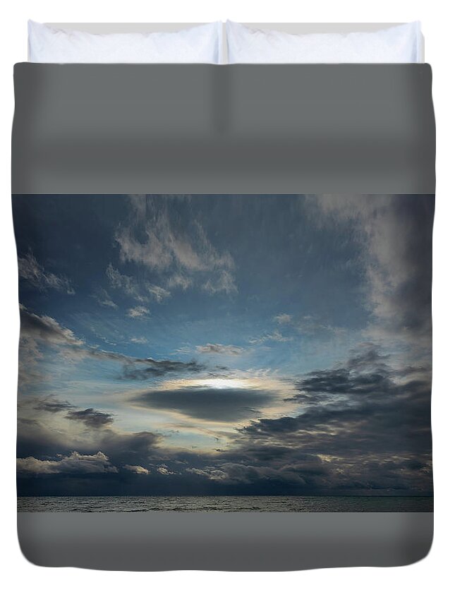 Storm Duvet Cover featuring the photograph Stormy Sky Over The Winter Sea by Mikhail Kokhanchikov