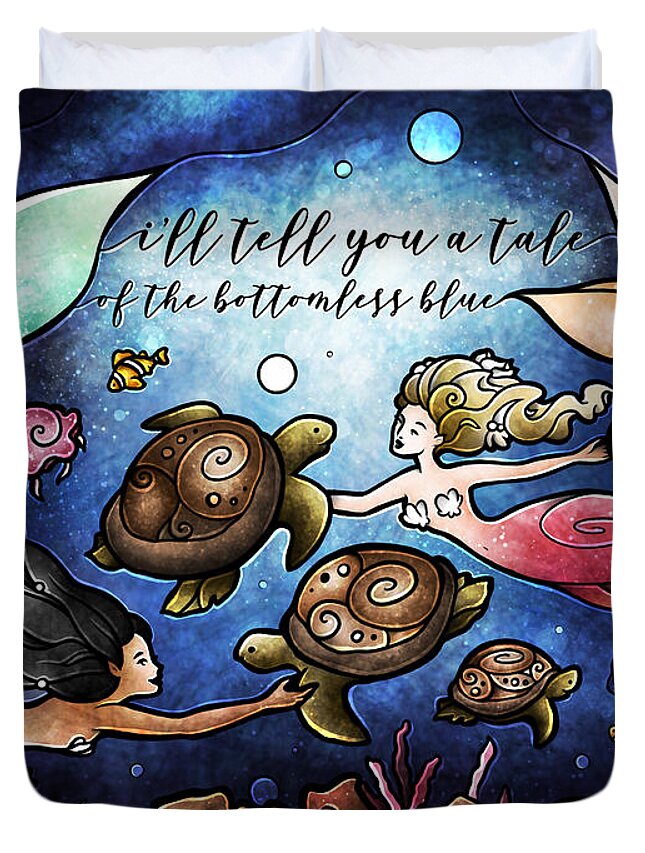 Mermaids Duvet Cover featuring the digital art Storytime by Mandie Manzano