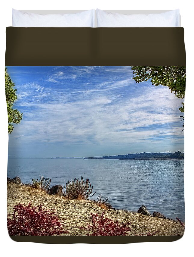 Sea Duvet Cover featuring the photograph Strait of Juan DeFuca by Loyd Towe Photography
