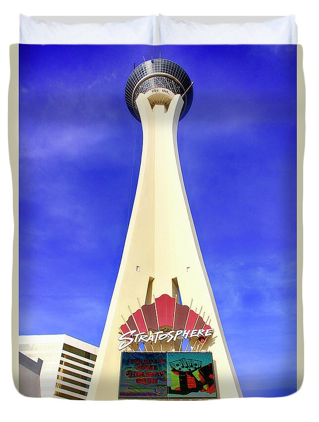 Strasophere Duvet Cover featuring the photograph Stratosphere Casino Hotel by Chris Smith