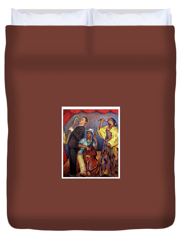 Musicians Duvet Cover featuring the painting Striking a Chord by Ashlee Trcka