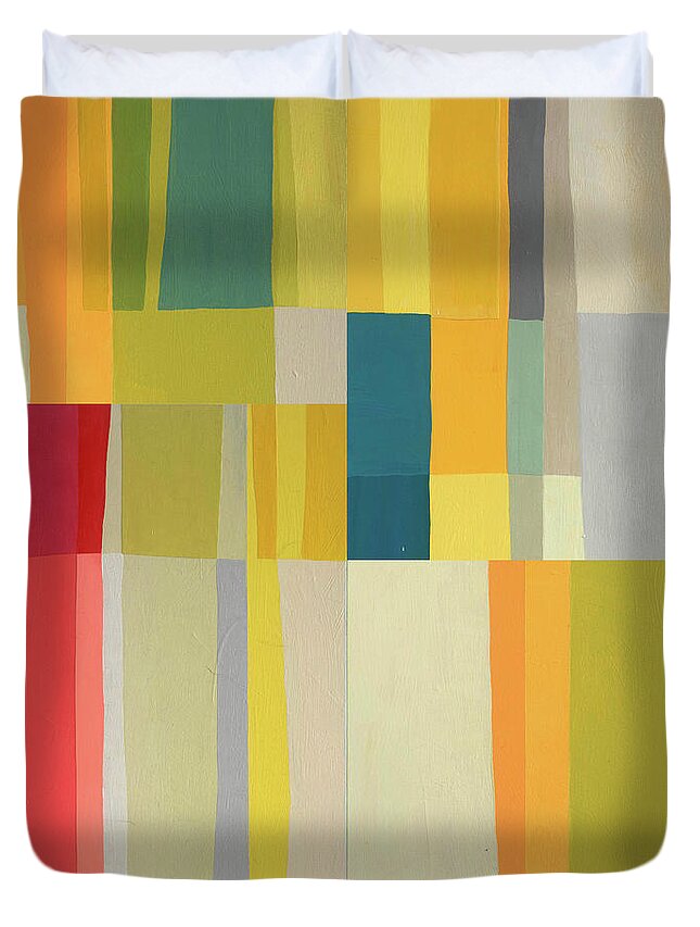 Abstract Art Duvet Cover featuring the painting Stripe Composite #7 by Jane Davies