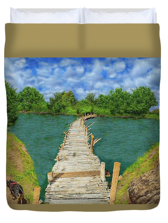 Trails Duvet Cover featuring the mixed media Stroll One Summer Afternoon by Teresa Trotter