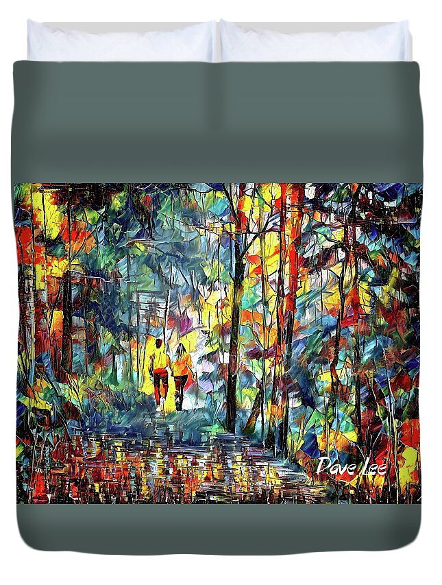 Fall Duvet Cover featuring the digital art Strolling Through the Colors by Dave Lee