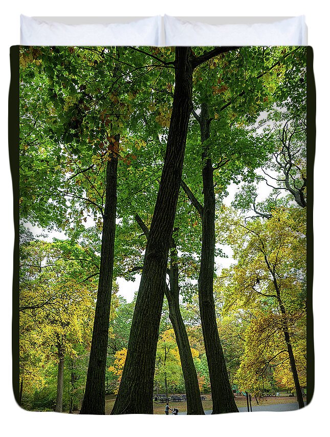 Autumn Duvet Cover featuring the photograph Strolling Through the Park by Kevin Suttlehan