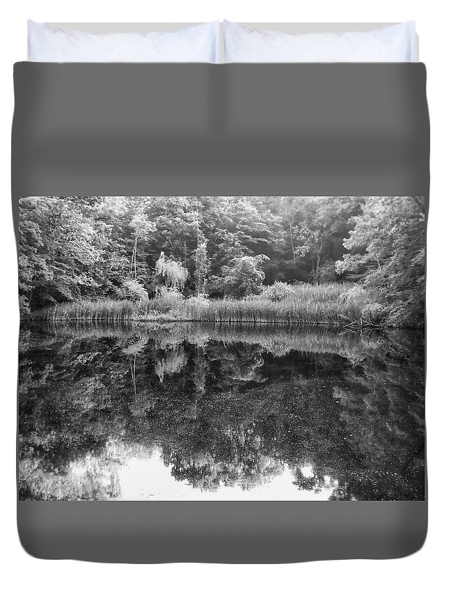 Pond Duvet Cover featuring the photograph Sugar Pond Black and White by Russel Considine