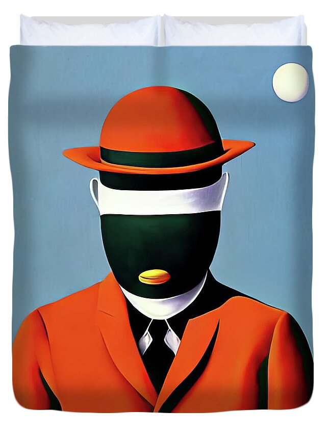 Man Duvet Cover featuring the painting Suit Has Hat by Bob Orsillo