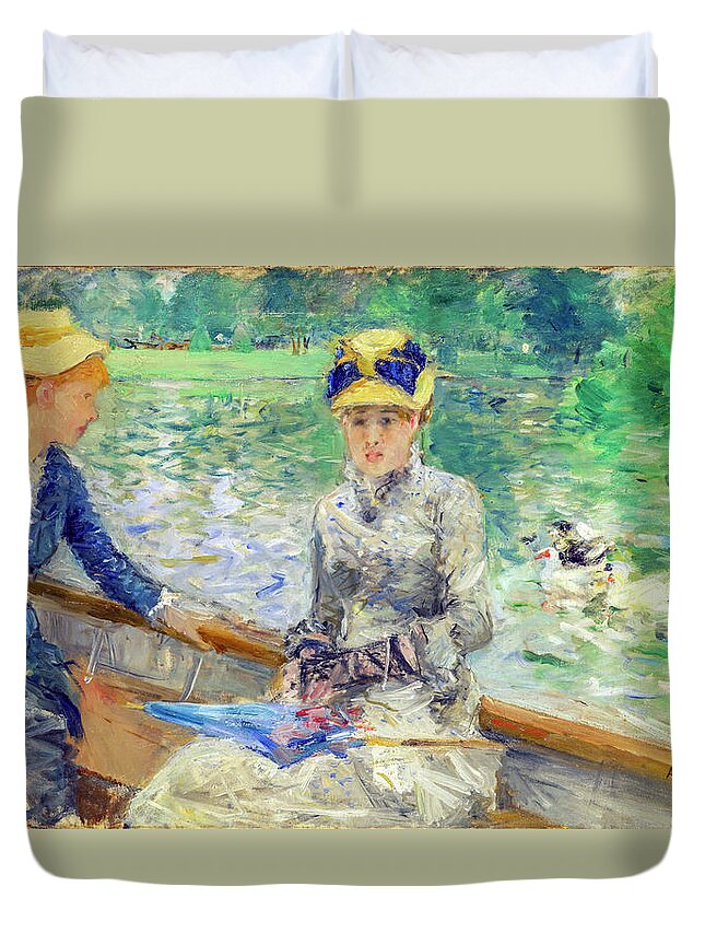 Berthe Morisot Duvet Cover featuring the painting Summer Day painted by Berthe Morisot by Berthe Morisot