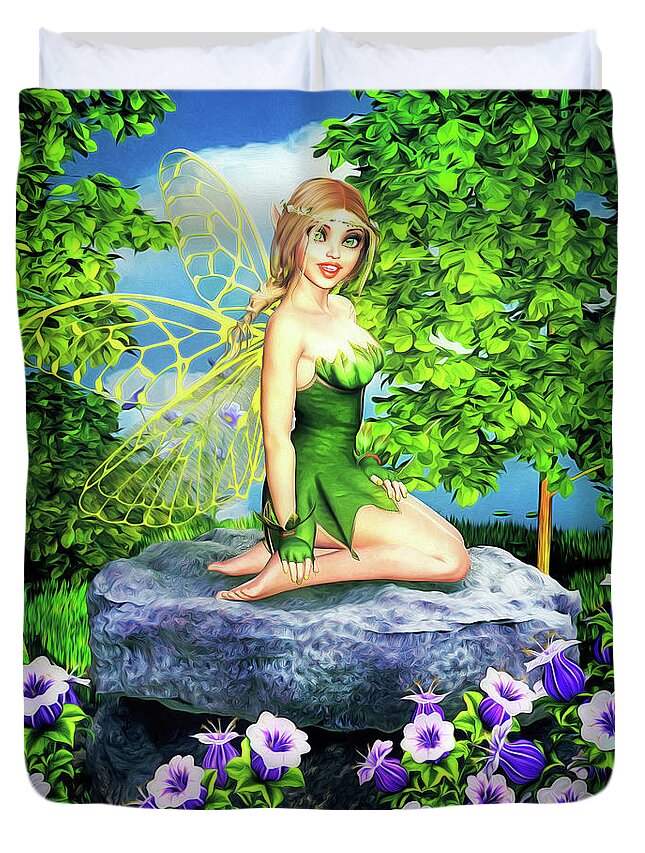 Fairy Duvet Cover featuring the digital art Summer Faerie by Alicia Hollinger