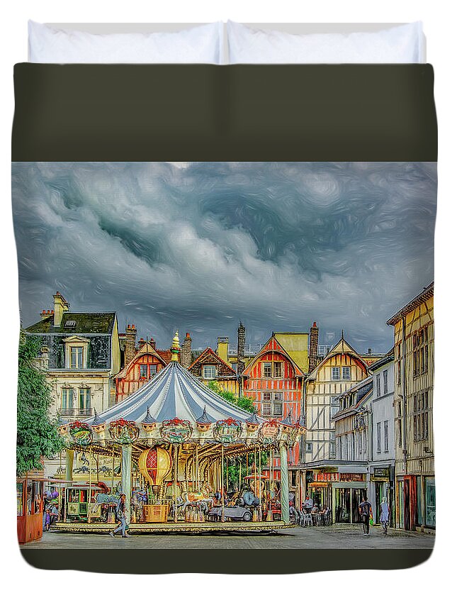 Troyes Duvet Cover featuring the photograph Summer in Troyes, France by Marcy Wielfaert