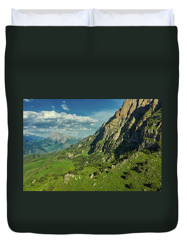 Mountain Duvet Cover featuring the photograph Summer landscape in Caucasus Mountains by Mikhail Kokhanchikov