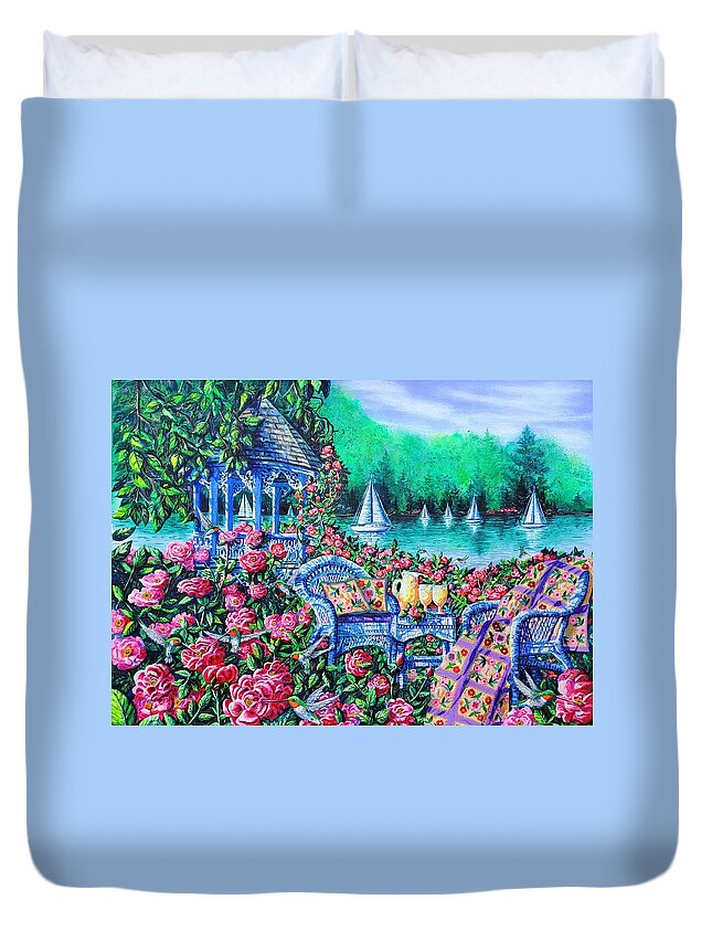 Roses Duvet Cover featuring the painting Summer Lemonade by Diane Phalen