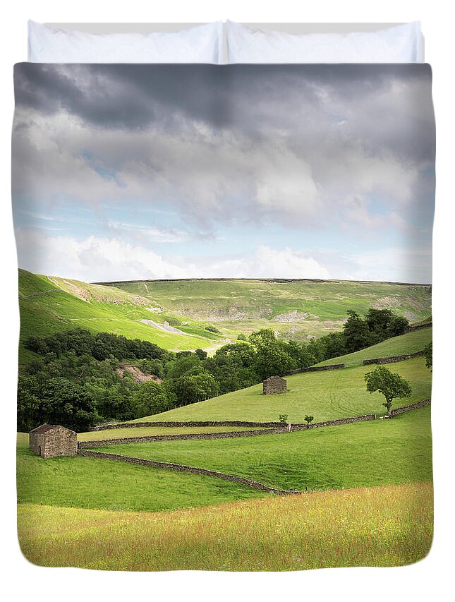 England Duvet Cover featuring the photograph Summer Meadow, Yorkshire Dales,England, UK by Sarah Howard