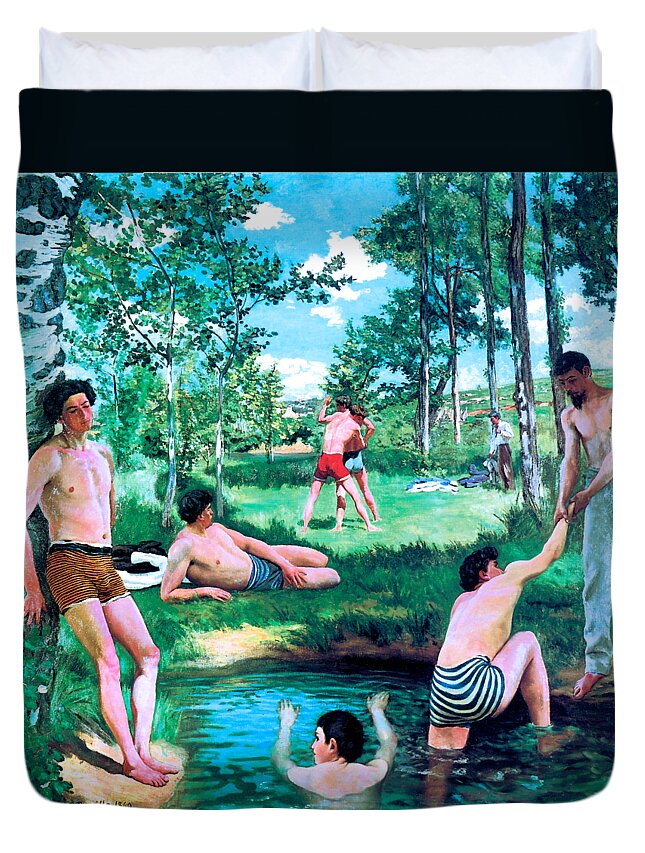 Bazille Duvet Cover featuring the painting Summer Scene 1869 by Frederic Bazille