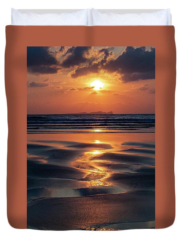 Donegal Duvet Cover featuring the photograph Summer Solstice Sunset by John Soffe