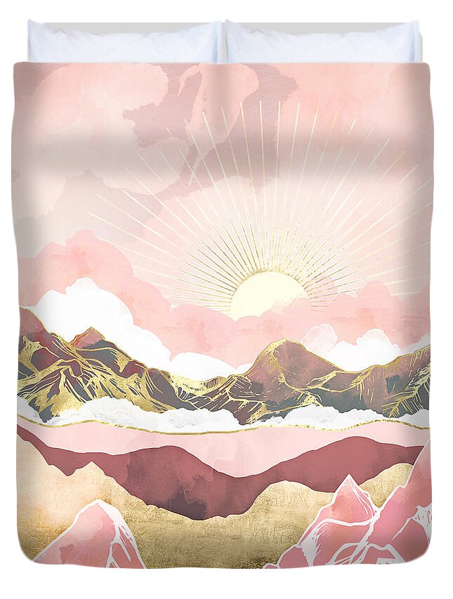 Summer Duvet Cover featuring the digital art Summer Sunrise by Spacefrog Designs