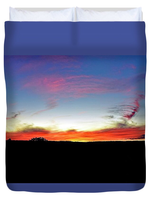 Sunset Duvet Cover featuring the photograph Summer sunset in Shrewsbury, MA by Monika Salvan