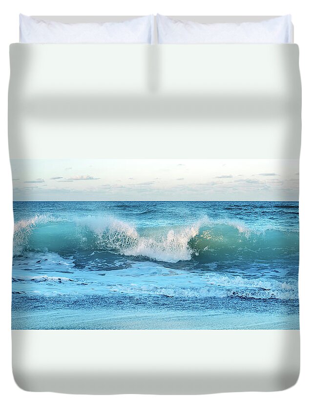 Wave Duvet Cover featuring the photograph Summer Surf Ocean Wave by Laura Fasulo