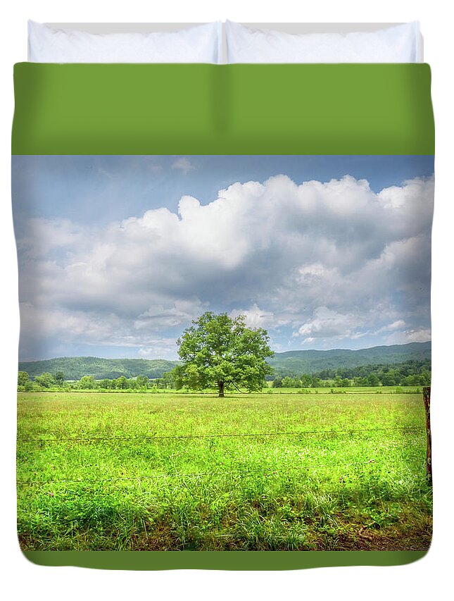 Cades Duvet Cover featuring the photograph Summer Tree in Cades Cove by Debra and Dave Vanderlaan