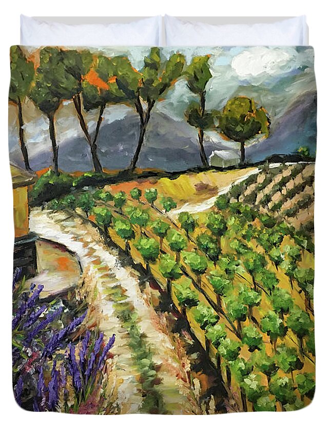 Temecula Duvet Cover featuring the painting Summer Vines by Roxy Rich