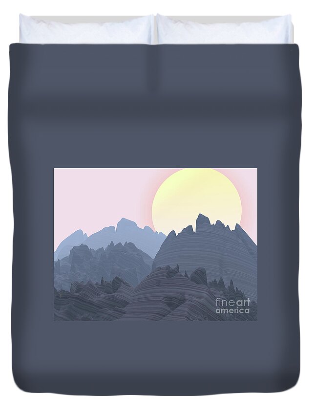 Imagination Duvet Cover featuring the digital art Sun Mountain by Phil Perkins