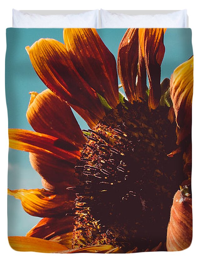 Sunflower Duvet Cover featuring the photograph Sun Seeker Sunflower by Bonny Puckett