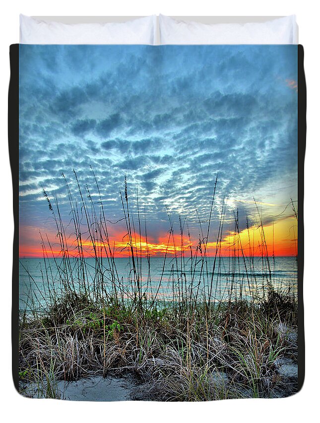 Sunset Duvet Cover featuring the photograph Sun Setting by Alison Belsan Horton