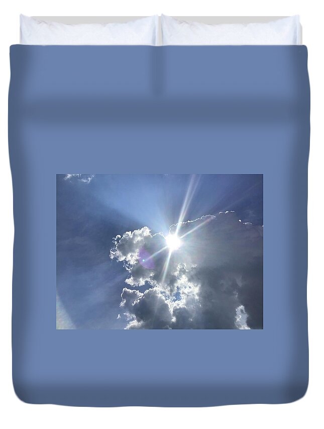 Sun Duvet Cover featuring the photograph Diamond in the Sky Clouds by Catherine Wilson