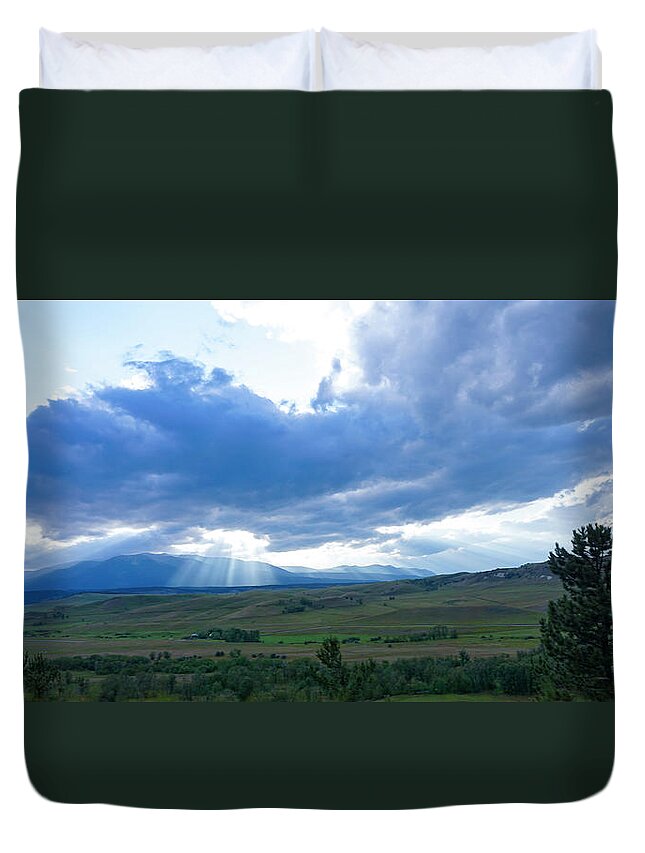 Red Lodge Duvet Cover featuring the photograph Sunbreak Near Red Lodge by Cathy Anderson