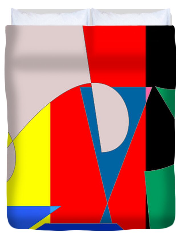 Abstract Duvet Cover featuring the painting Sunday Happy by Rafael Salazar