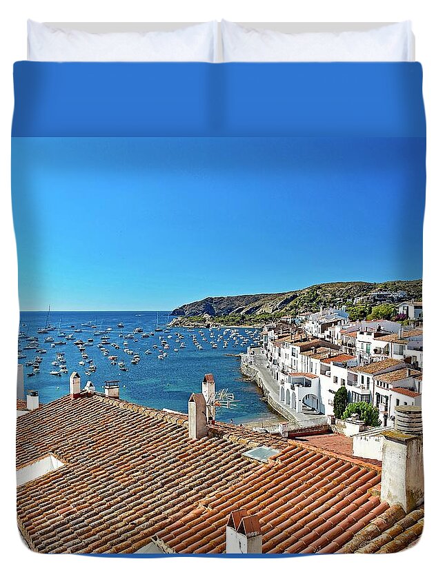 Sunday Duvet Cover featuring the photograph Sunday morning in Cadaques by Monika Salvan