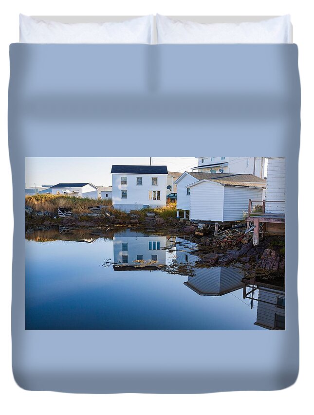 Quiet Duvet Cover featuring the photograph Sunday morning on Fogo Island by Tatiana Travelways