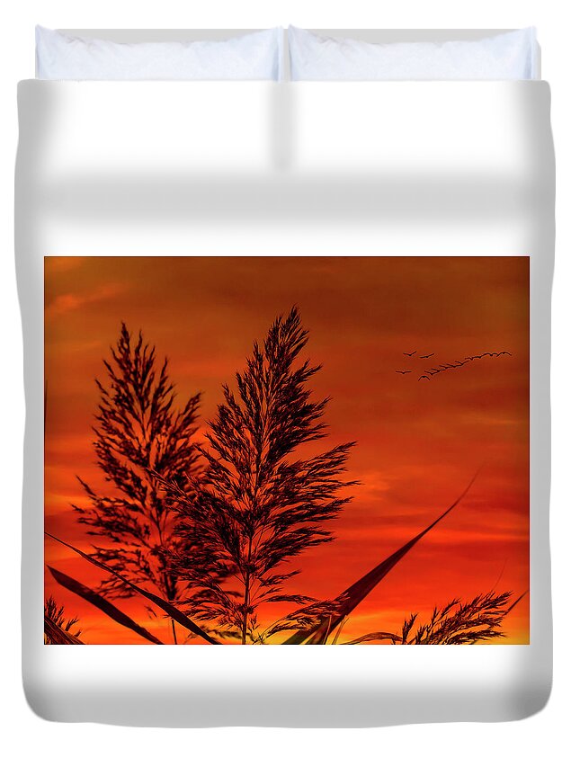 Sunset Duvet Cover featuring the photograph Sundown by Cathy Kovarik