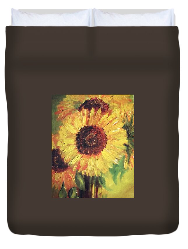 Sunflower Duvet Cover featuring the painting Sunflower by Barbara Landry