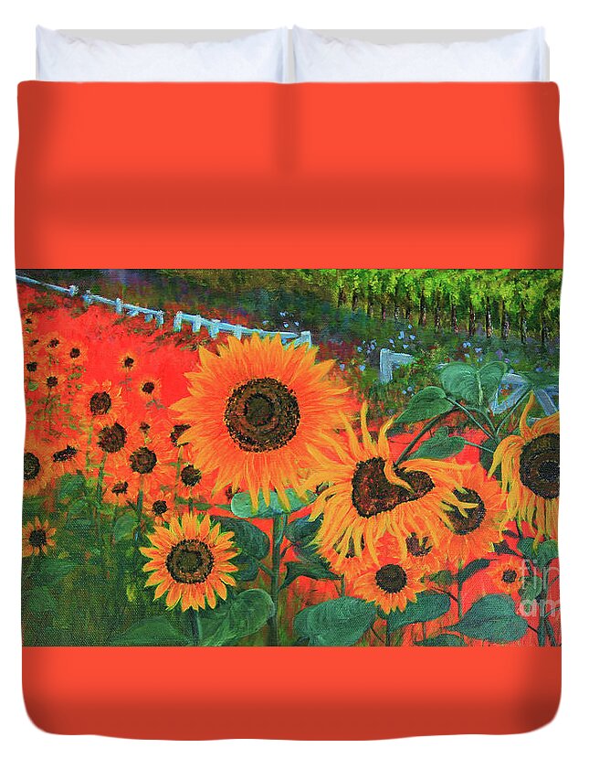 Sunflower Duvet Cover featuring the painting Sunflower Life by Jeanette French