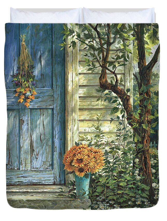 Michael Humphries Duvet Cover featuring the painting Sunflowers by Michael Humphries