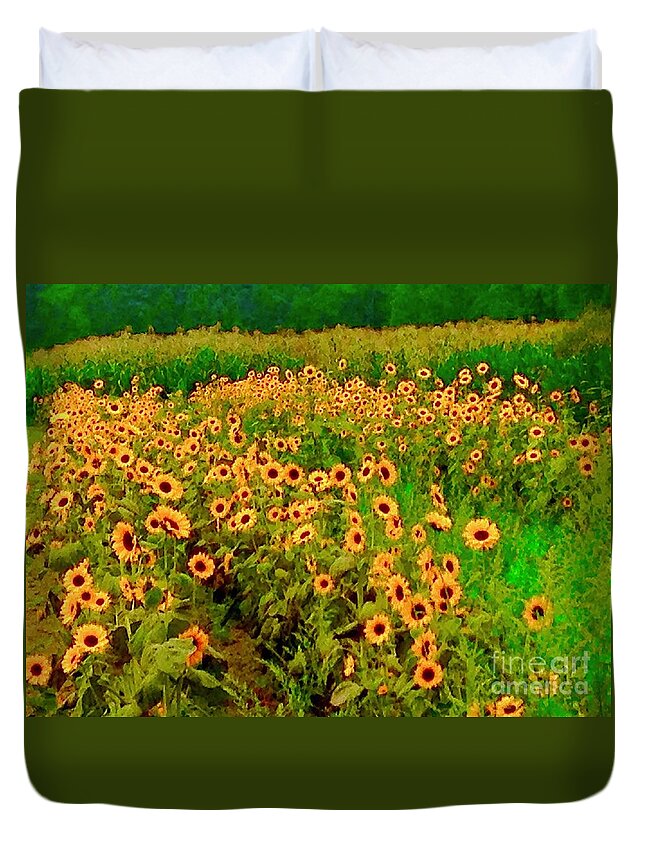 Sunflowers Duvet Cover featuring the digital art Sunflowers by Tammy Keyes