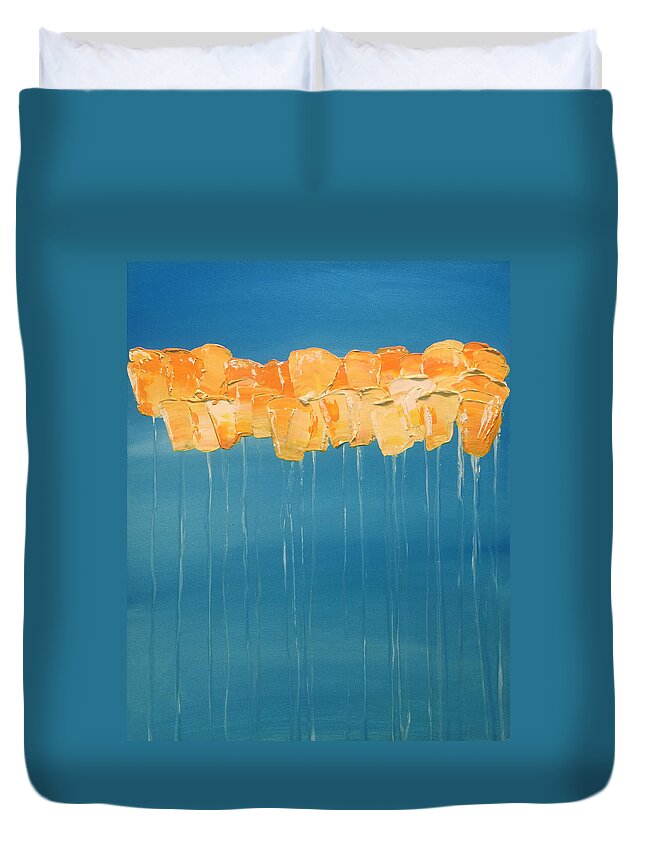Sun Duvet Cover featuring the mixed media Sunny Disposition by Linda Bailey