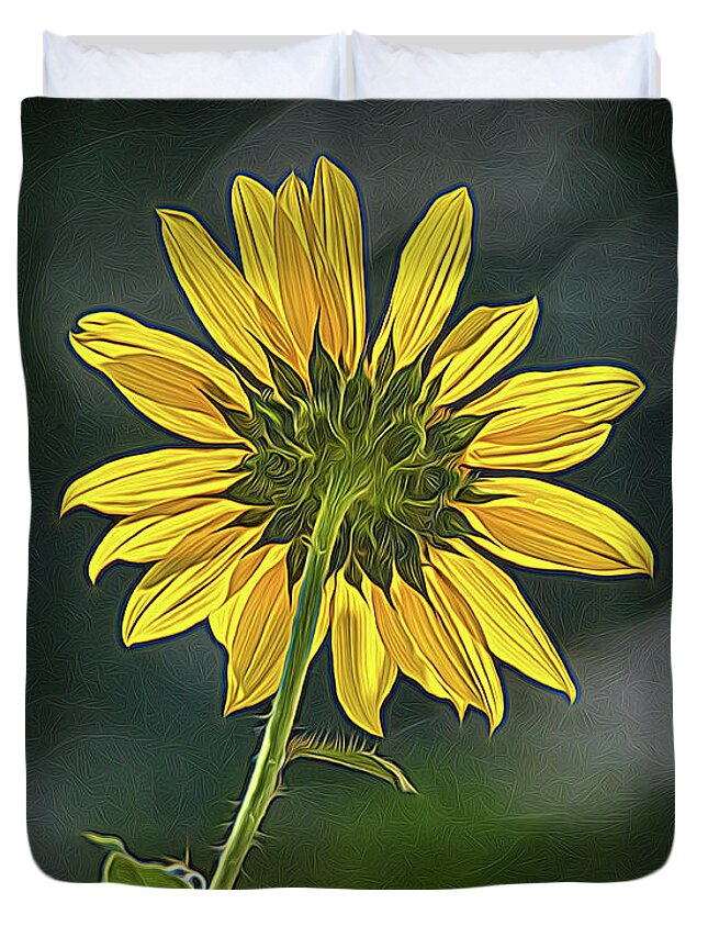 Bloom Duvet Cover featuring the photograph Sunny Sunflower Following the Sun With Enhancements by Debra Martz