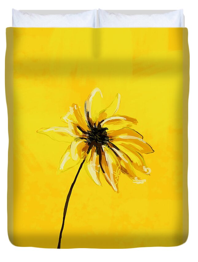 Sunflower Duvet Cover featuring the painting Sunny Sunflower by Go Van Kampen