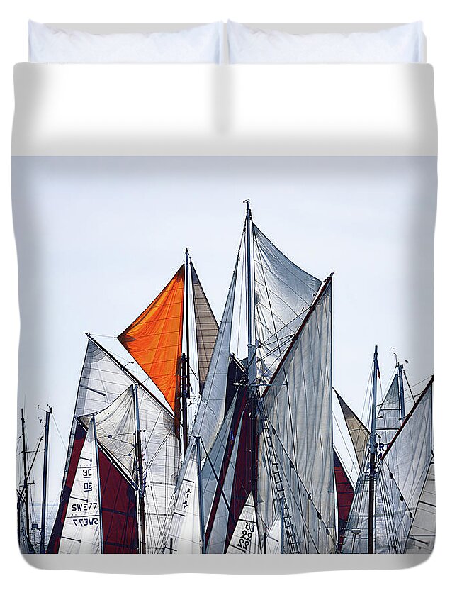 Class Duvet Cover featuring the photograph Sunny weekend in Morbihan Gulf by Frederic Bourrigaud