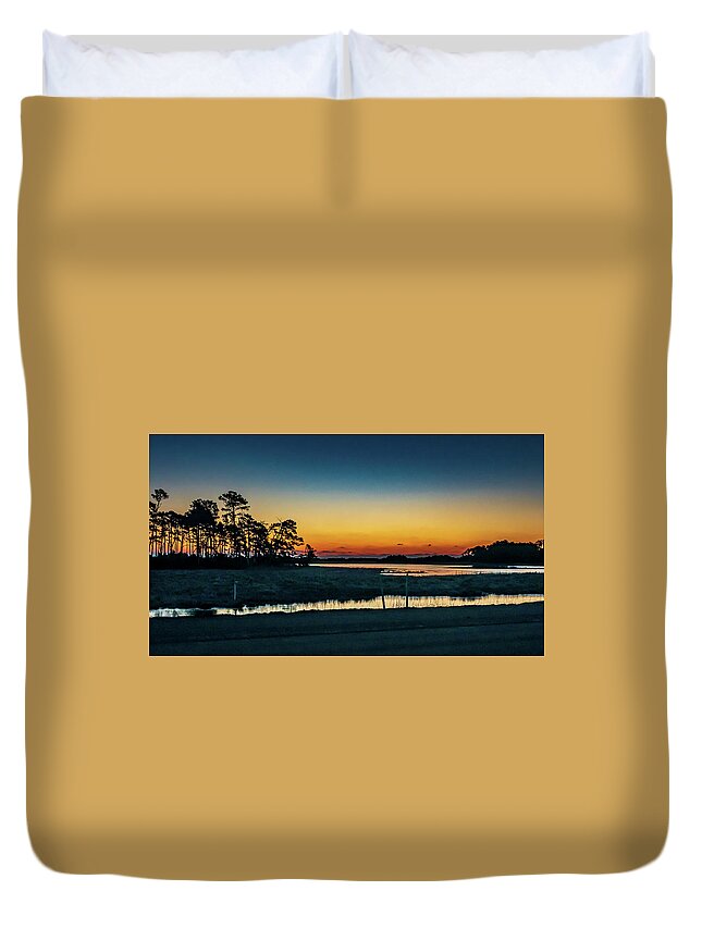 Island Duvet Cover featuring the photograph Sunrise at chincoteague Island by Louis Dallara