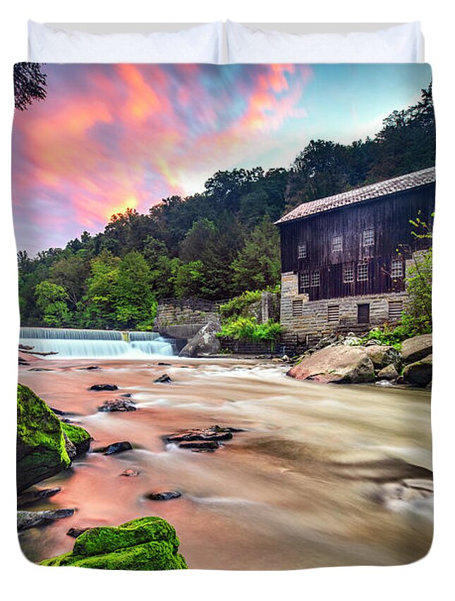 Beautiful Duvet Cover featuring the photograph Sunrise at McConnell's Mill by Andy Crawford