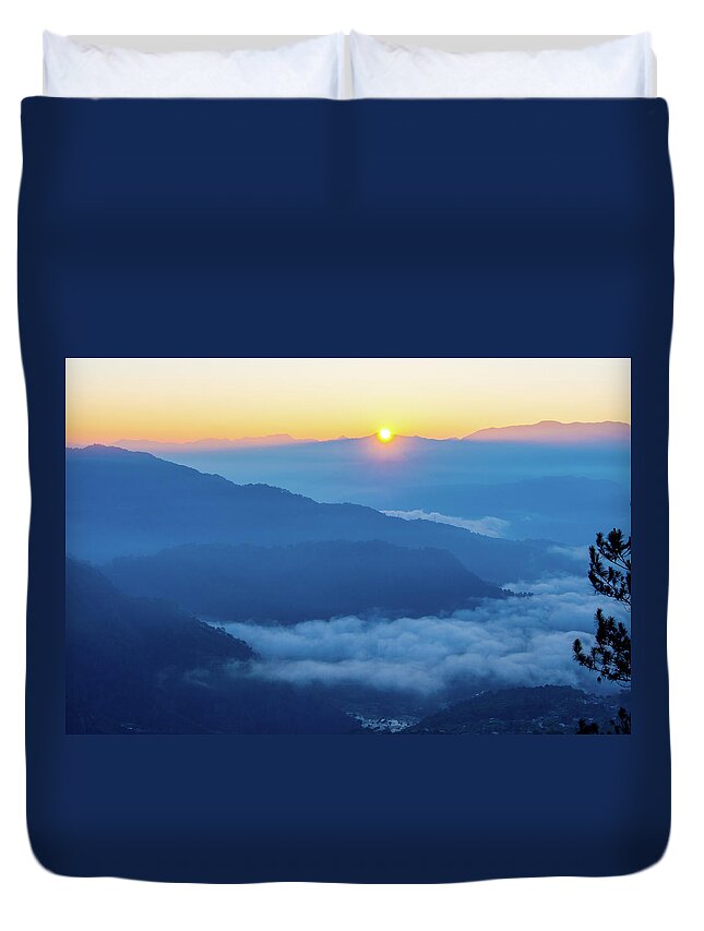 Philippines Duvet Cover featuring the photograph Sunrise at Mount Kiltepan in Sagada by Arj Munoz