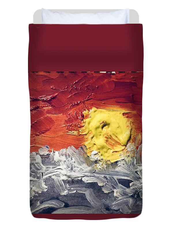 Ocean Duvet Cover featuring the painting Sunrise at Sea by John Anderson